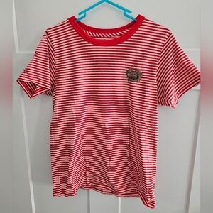 J. Crew Red and White Striped Short Sleeve Tee